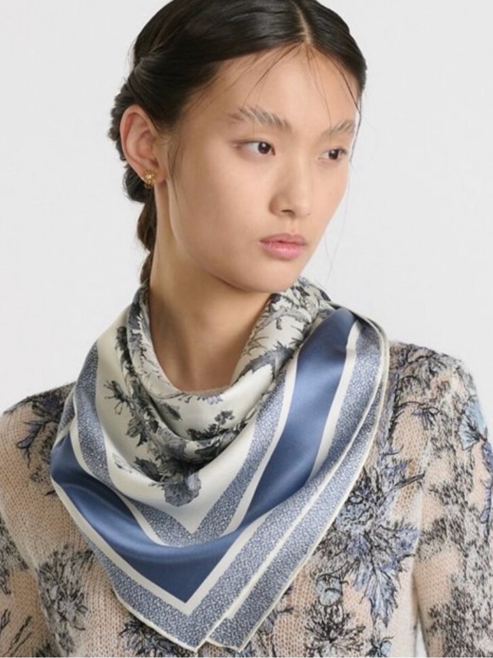 NIB Women’s Dior Chardon 90 100% Silk Pietro Ruffin Floral Square Scarf